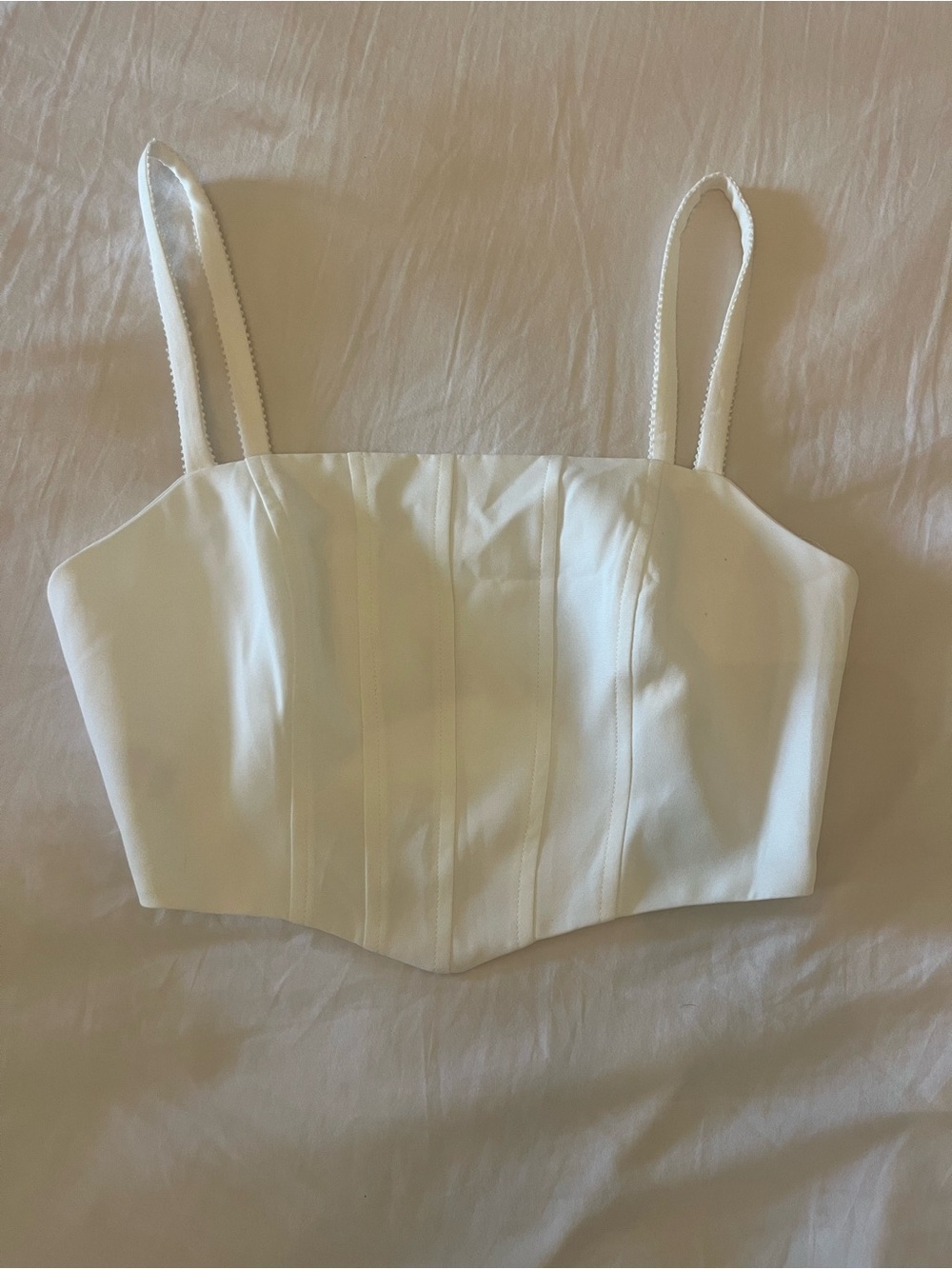 Emory Park White Bustier Crop Top with Structured Seams